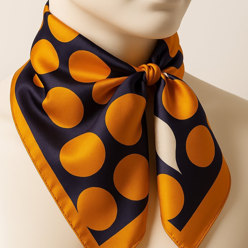 Keynote Vintage Satin Square Scarf – Colorful Circular Pattern, 27×27" For Women